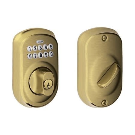 SCHLAGE BE365 PLY 609 Plymouth Keypad Deadbolt, Antique Brass